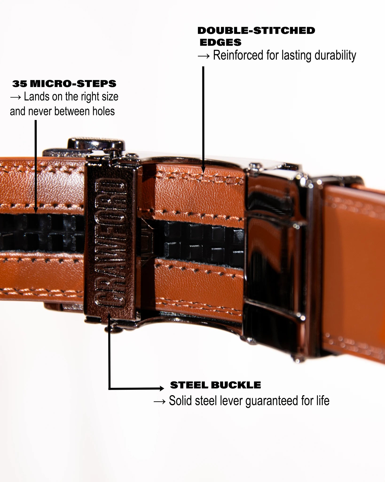 Crawford™ - Holeless Adjustable Leather Belts